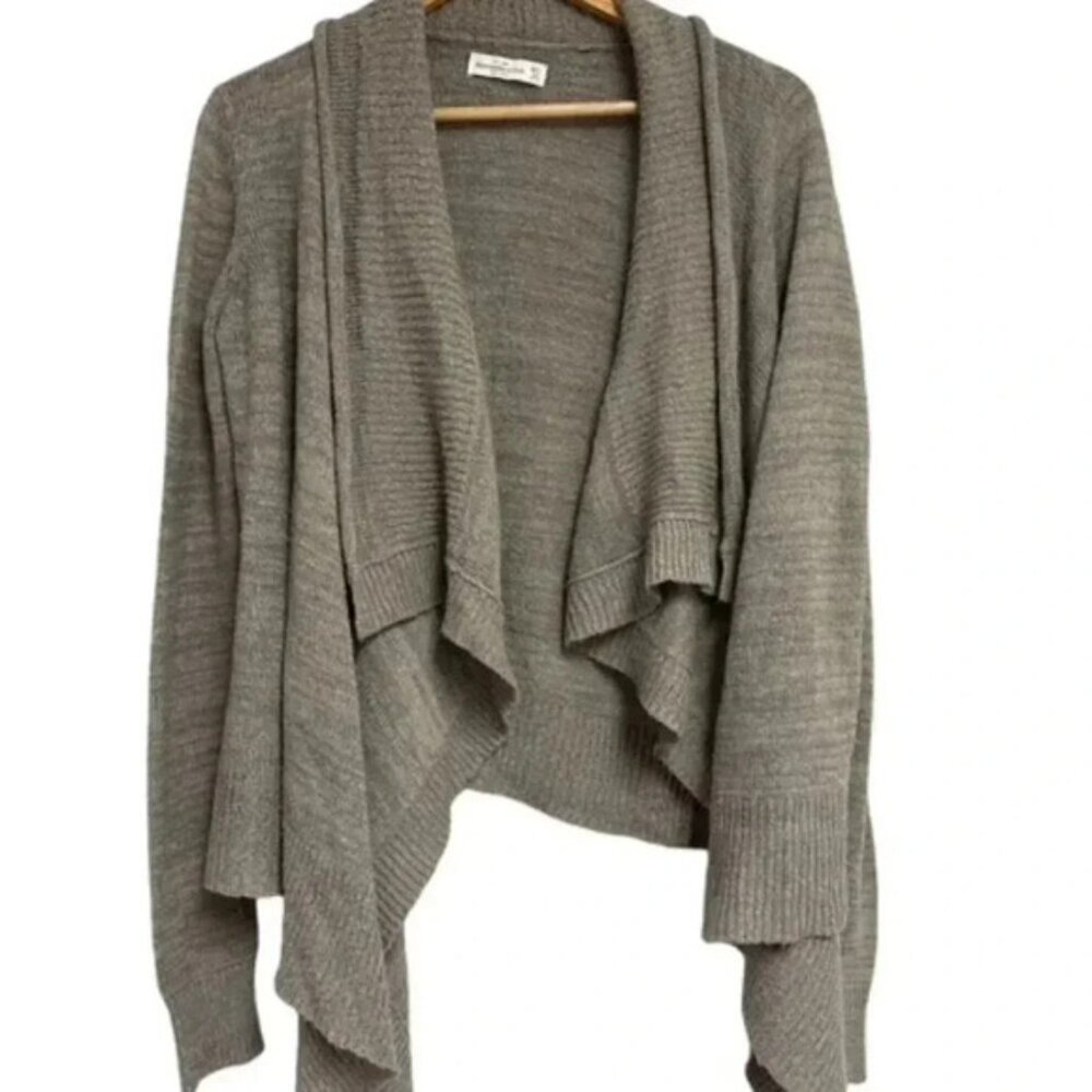 Abercrombie & Fitch Sweater Gray Sz M Womens Knit‎ Waterfall Open Front Cardigan